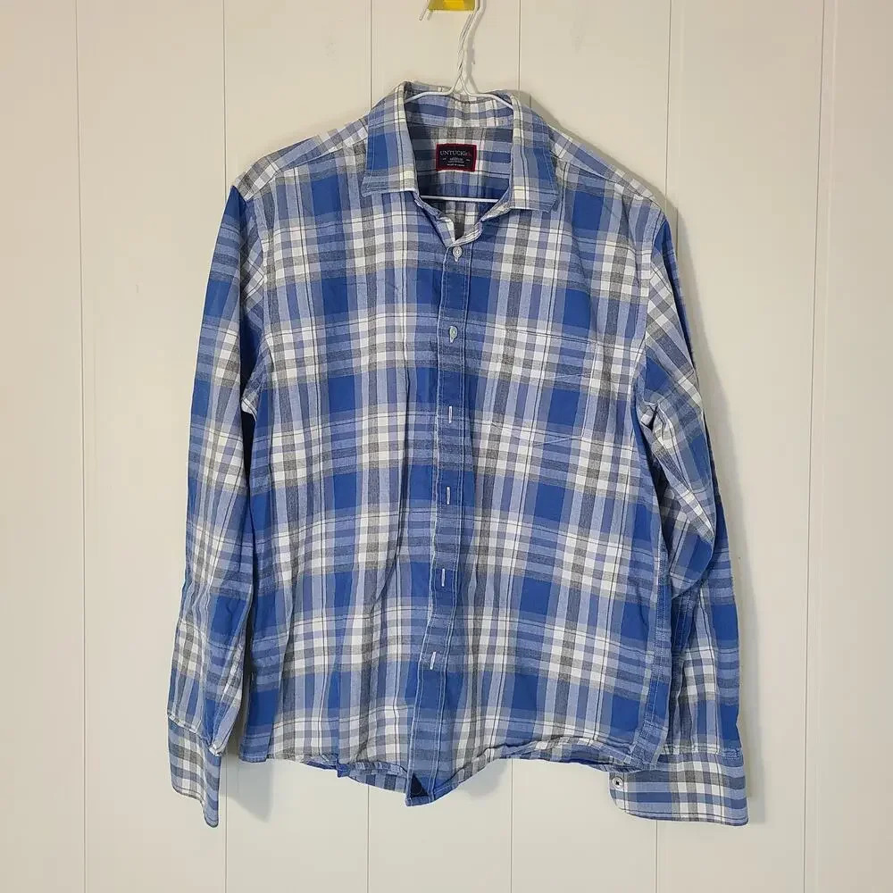 UNTUCKit Blue plaid Shirt Long Sleeve Cotton Casual Mens Size M